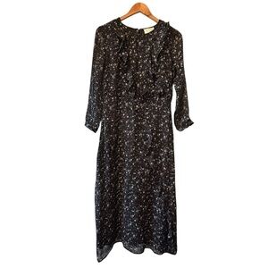 Les Coyotes De Paris Black Floral Midi Dress